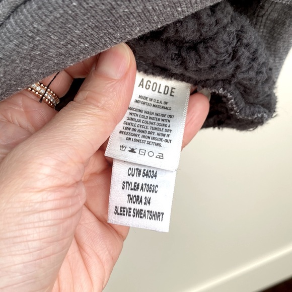 Agolde Thora Balloon Sleeve French Terry Sweatshirt - Graphite - Picture 4 of 5